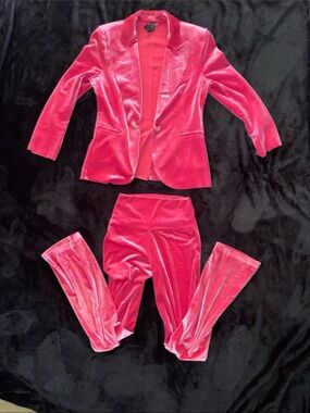 Velvet Pink Two-Piece Blazer & Legging Set